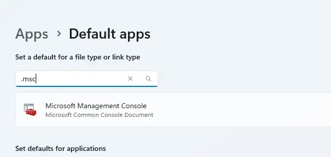 Microsoft Management Console - Default Apps